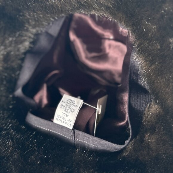 Preston & York NWT OSFA Dark Brown Vegan Fur Bucket Hat Warm Chic Russian - Picture 3 of 6